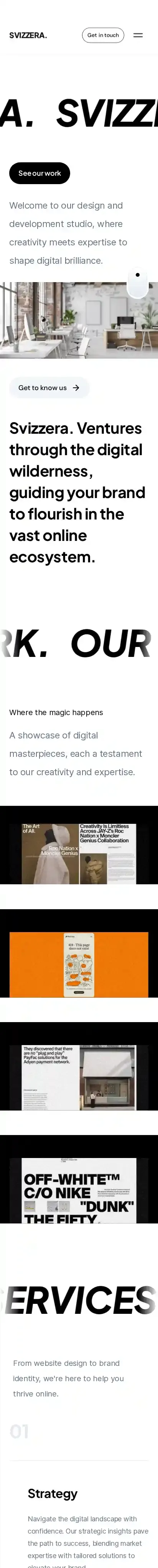 Svizzera home page on mobile
