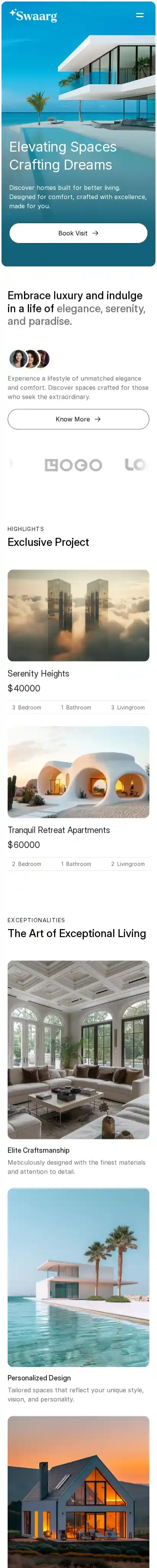 Swaarg home page on mobile