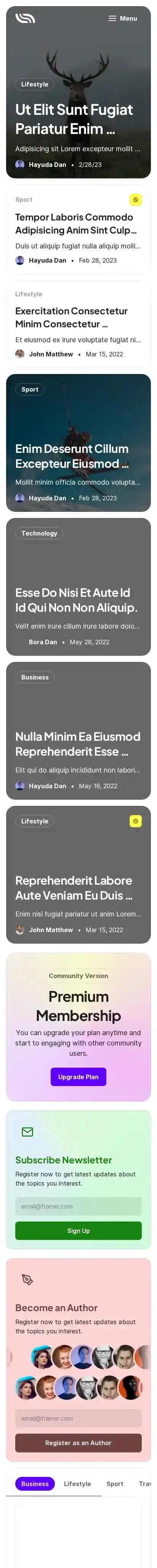 Swen home page on mobile