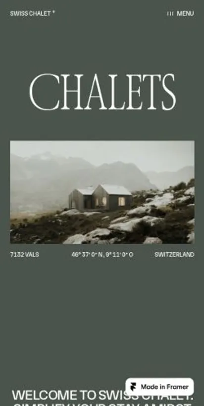SwissRetreat home page on mobile