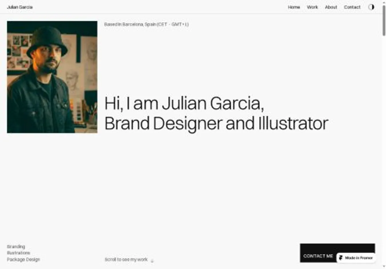 SwitzFolio home page on desktop