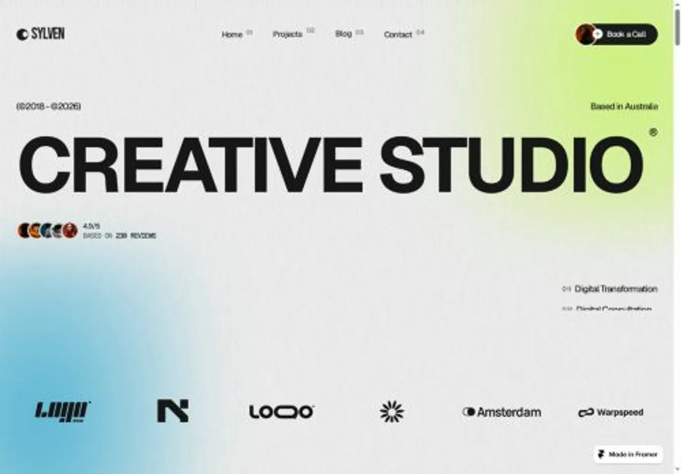 Sylven home page on desktop