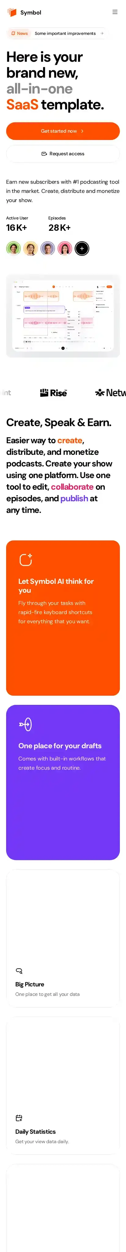 Symbol home page on mobile
