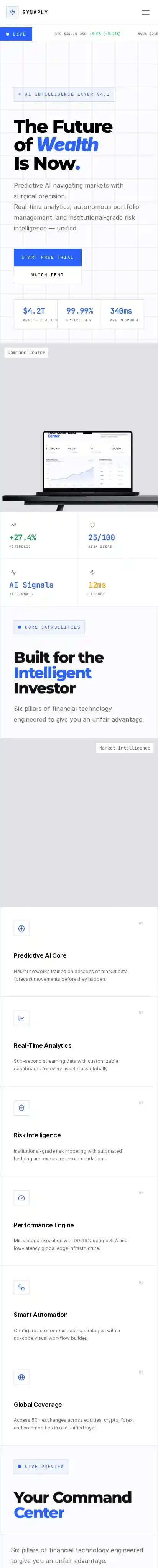 Synaply home page on mobile