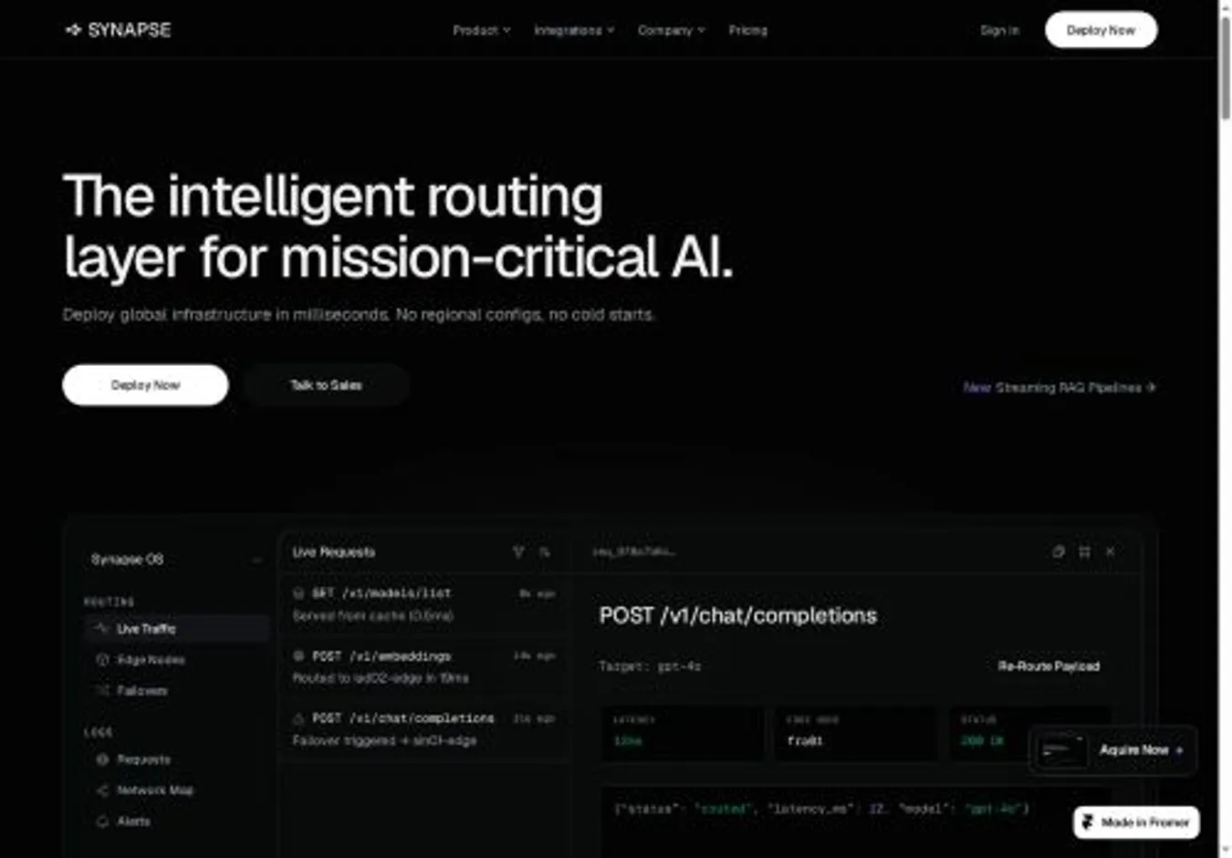 Synapse OS home page on desktop