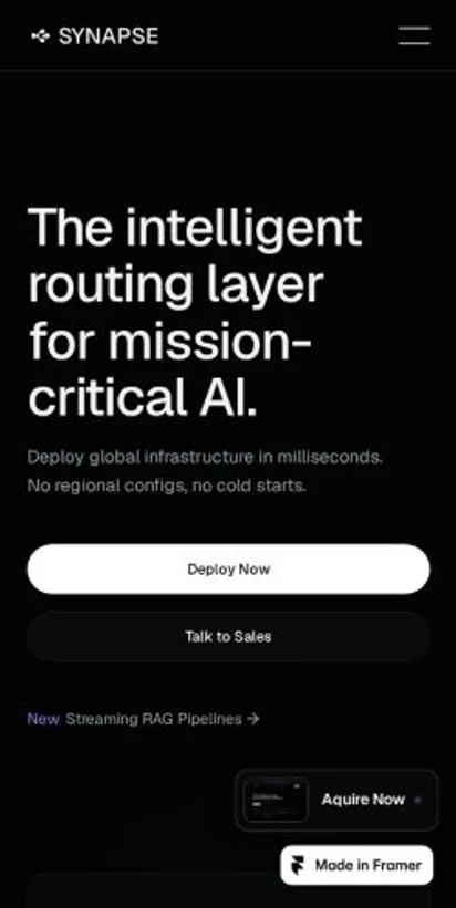Synapse OS home page on mobile