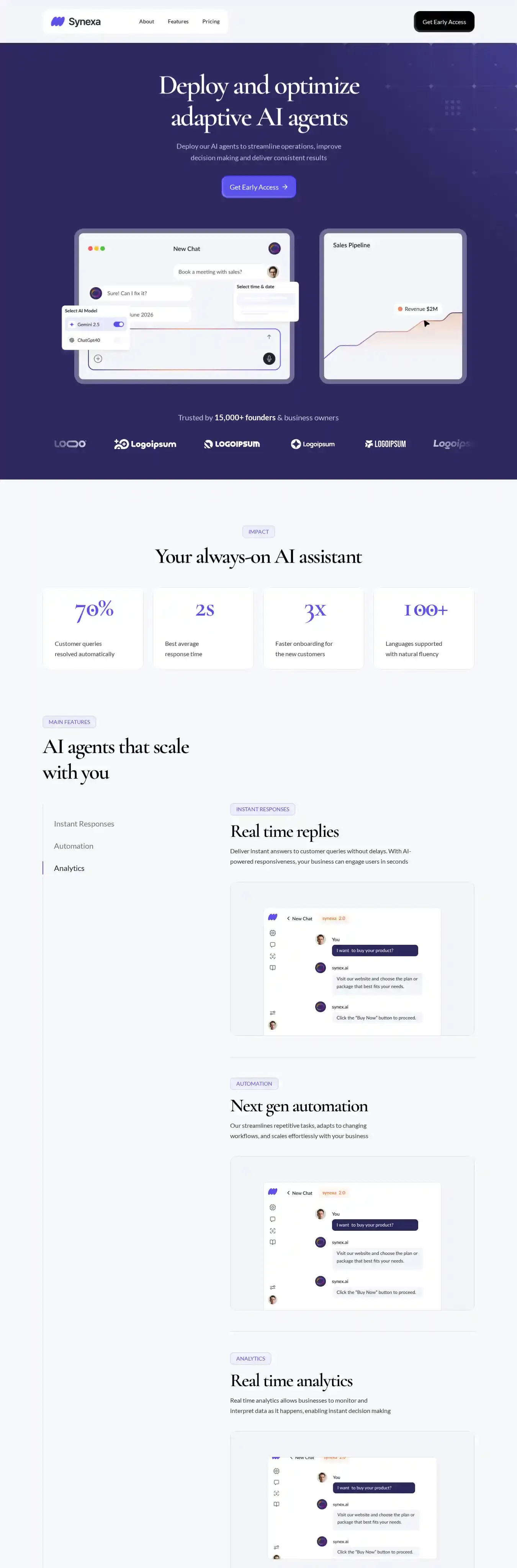 Synexaa home page on desktop