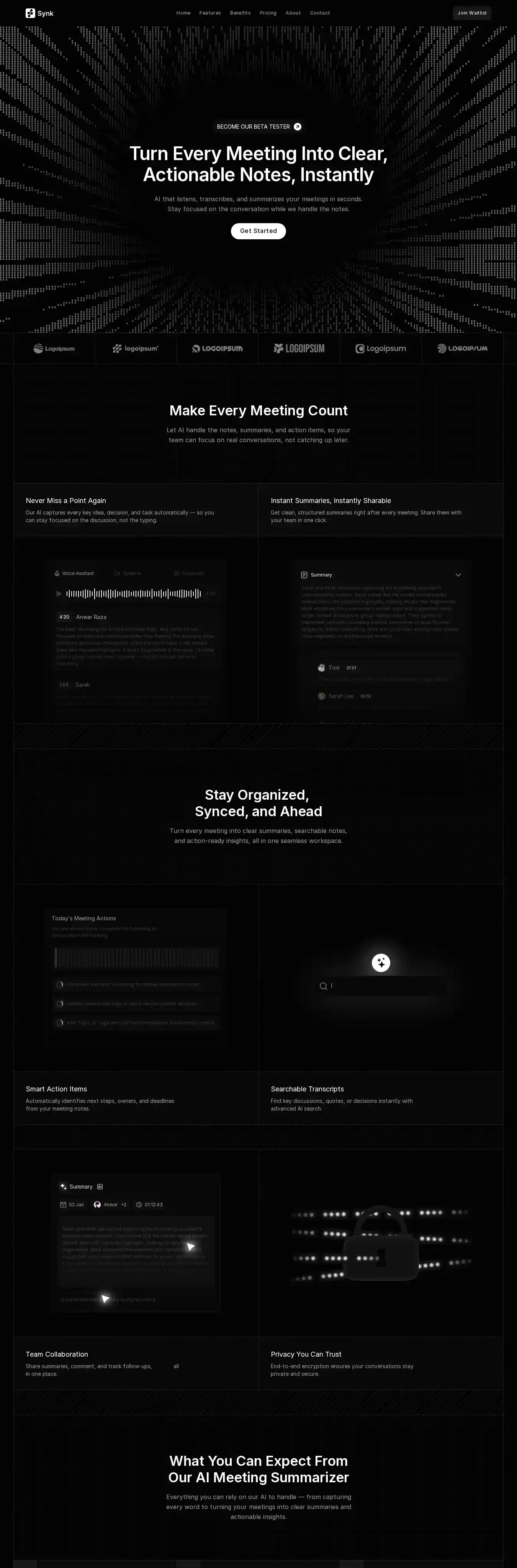 Synk home page on desktop
