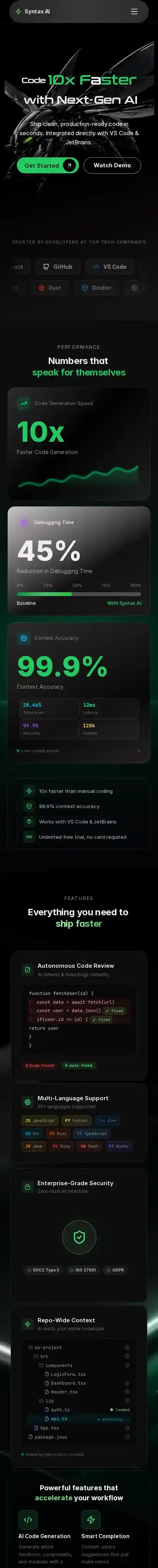 Syntax Matrix home page on mobile