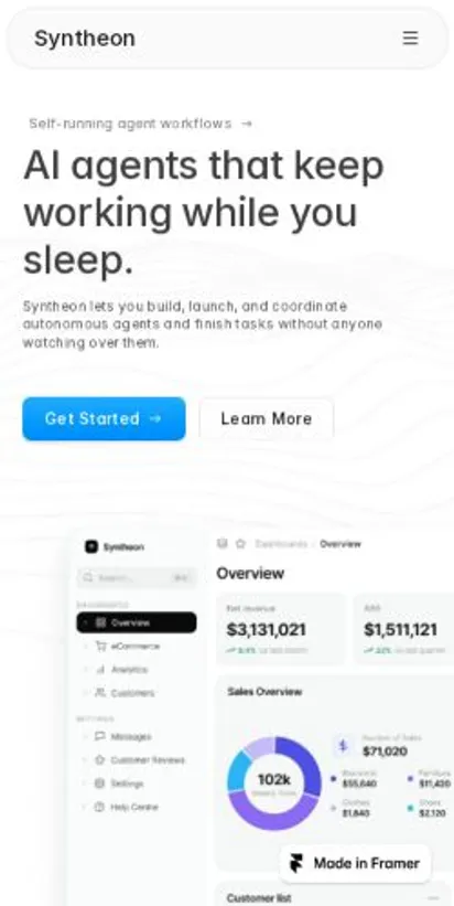 Syntheon home page on mobile