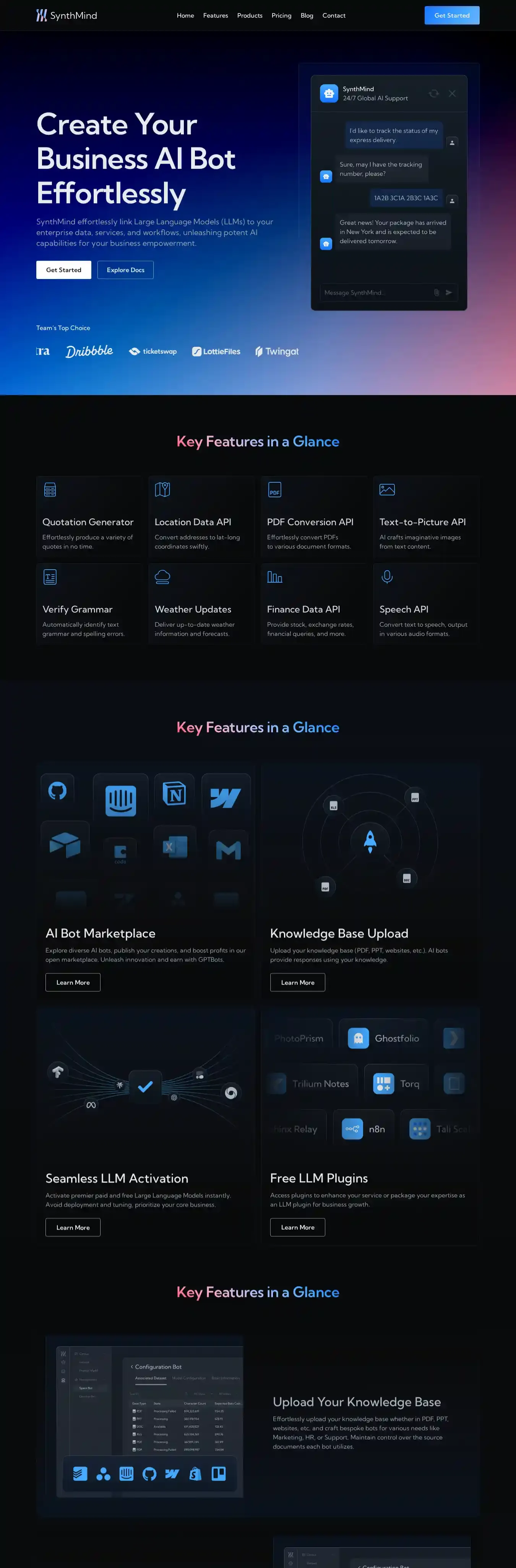 SynthMind home page on desktop