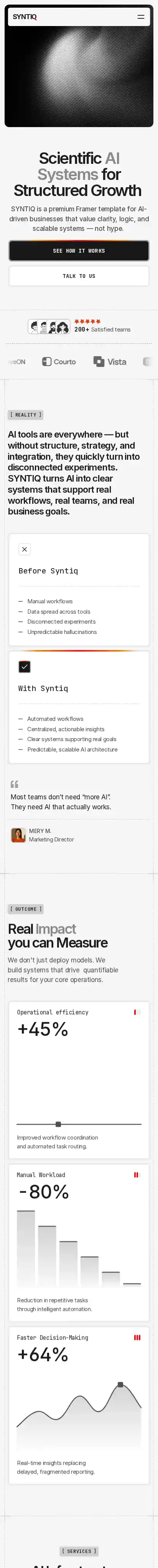 Syntiq home page on mobile