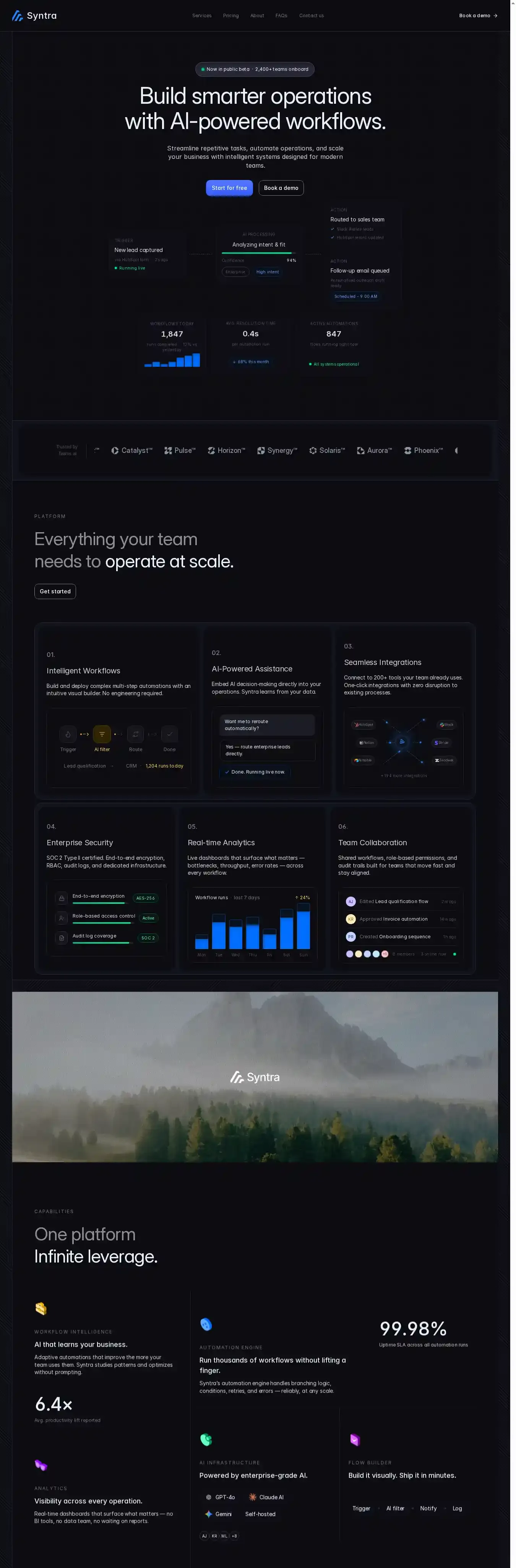 Syntraa home page on desktop