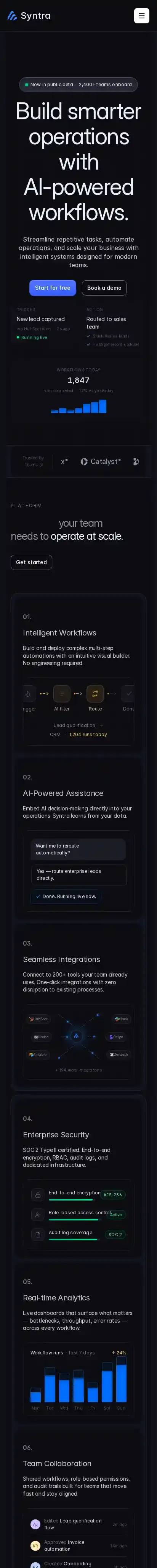 Syntraa home page on mobile