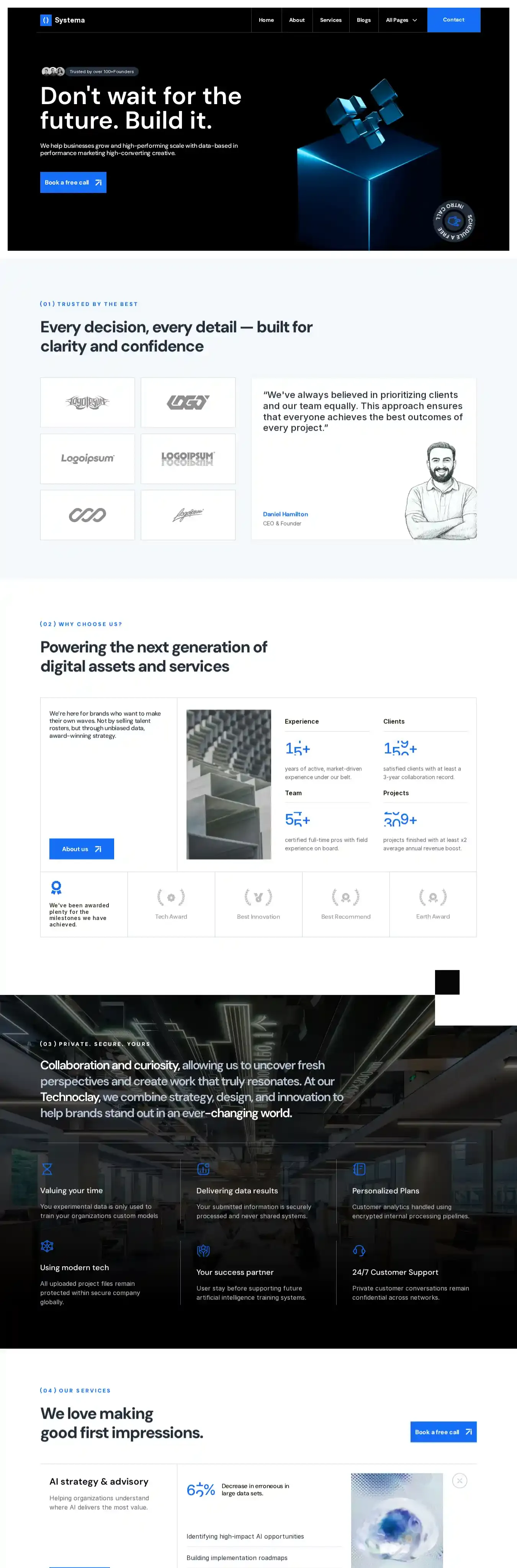 Systema home page on desktop