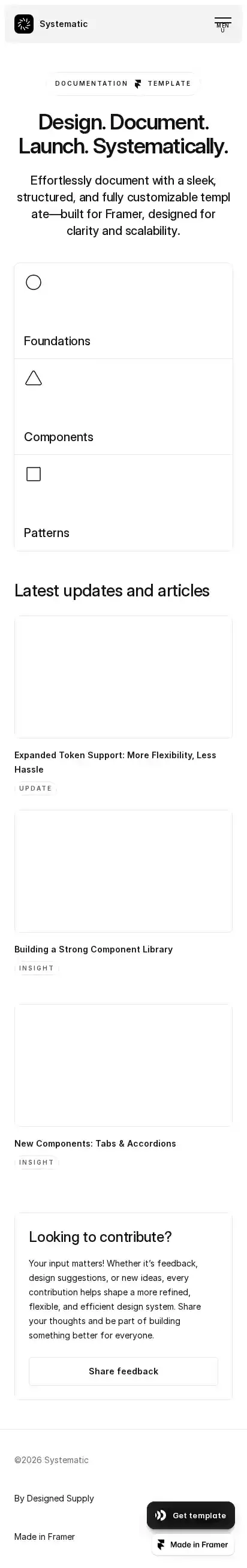 Systematic home page on mobile