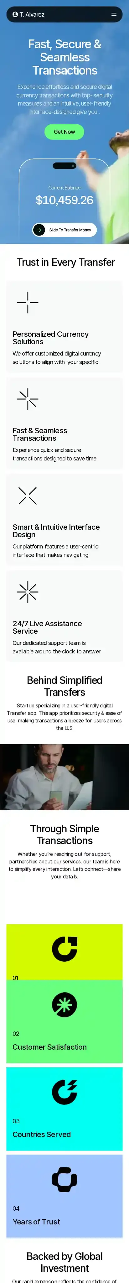 T-Alvarez home page on mobile