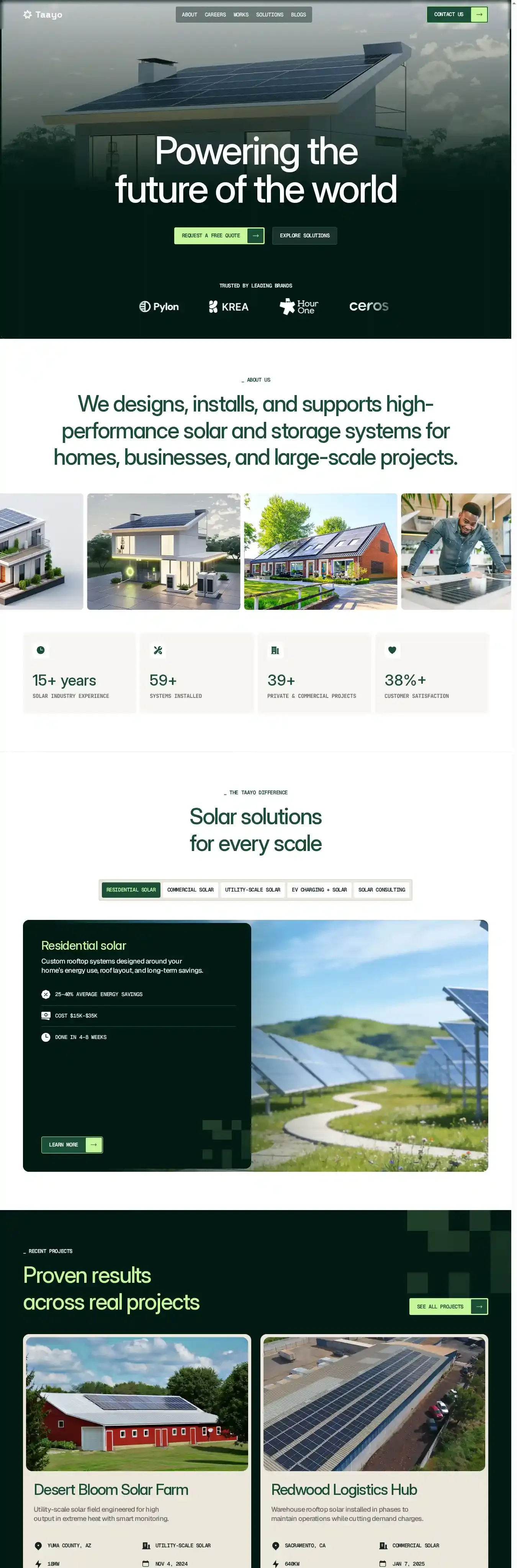 Taayo home page on desktop