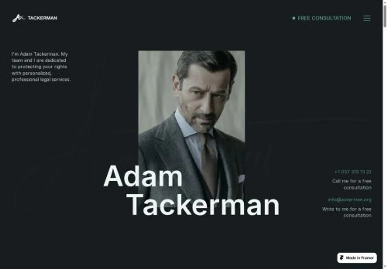 Tacker home page on desktop