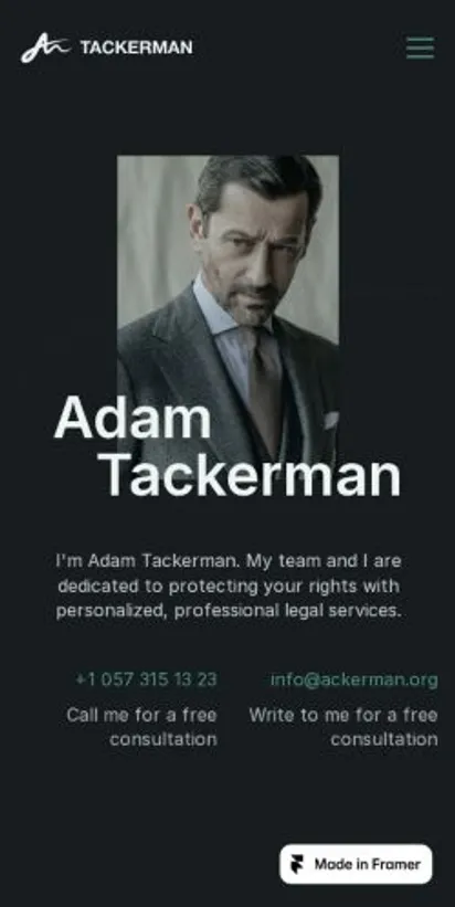 Tacker home page on mobile