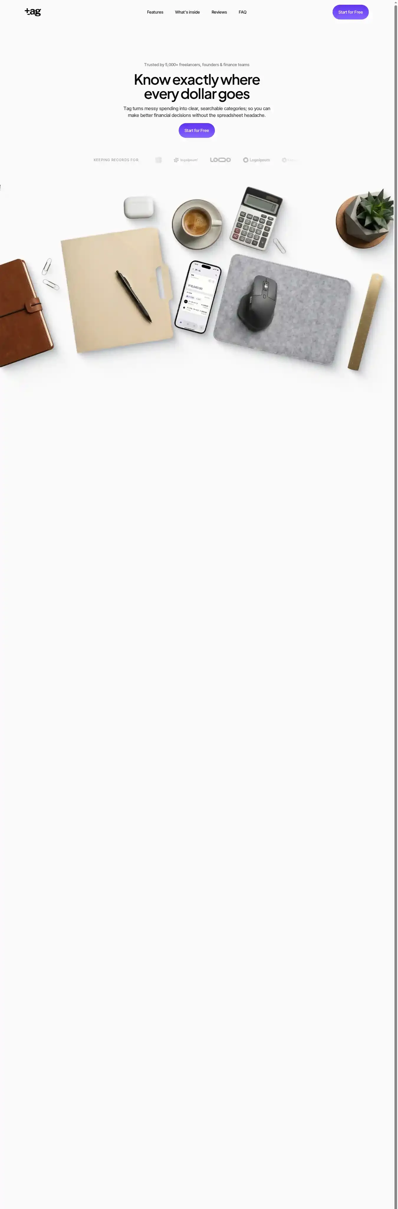 Tag - Record Keeping home page on desktop
