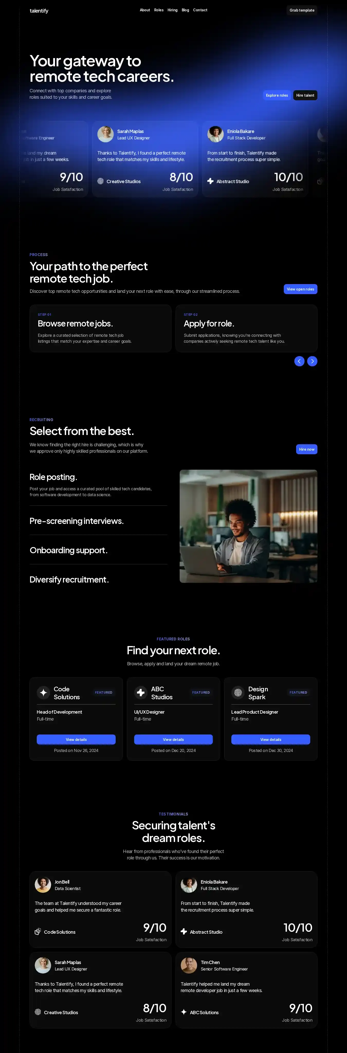 Talentify home page on desktop