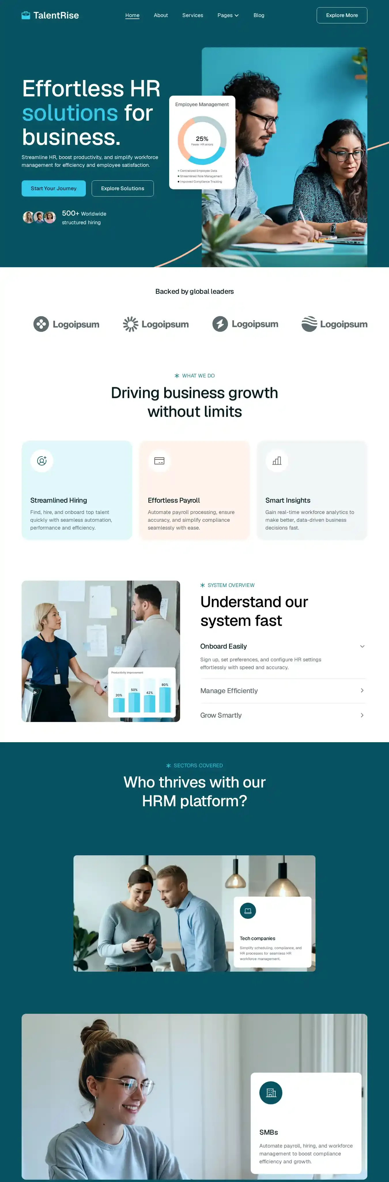 TalentRise home page on desktop