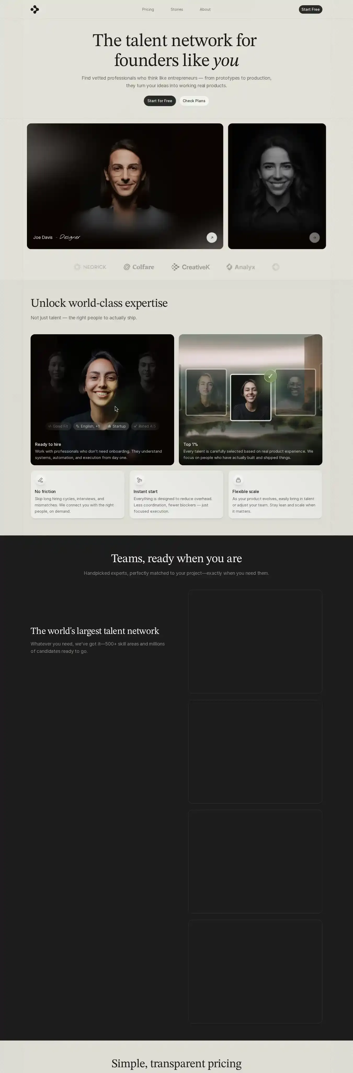 Talio home page on desktop