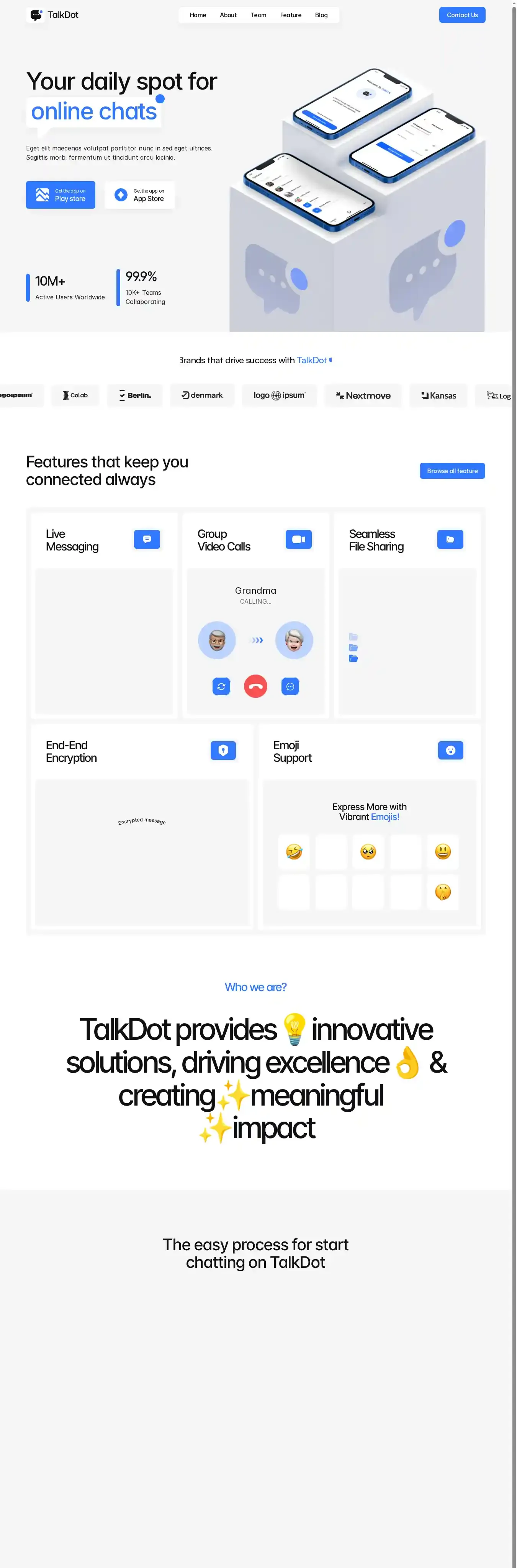 TalkDot App home page on desktop