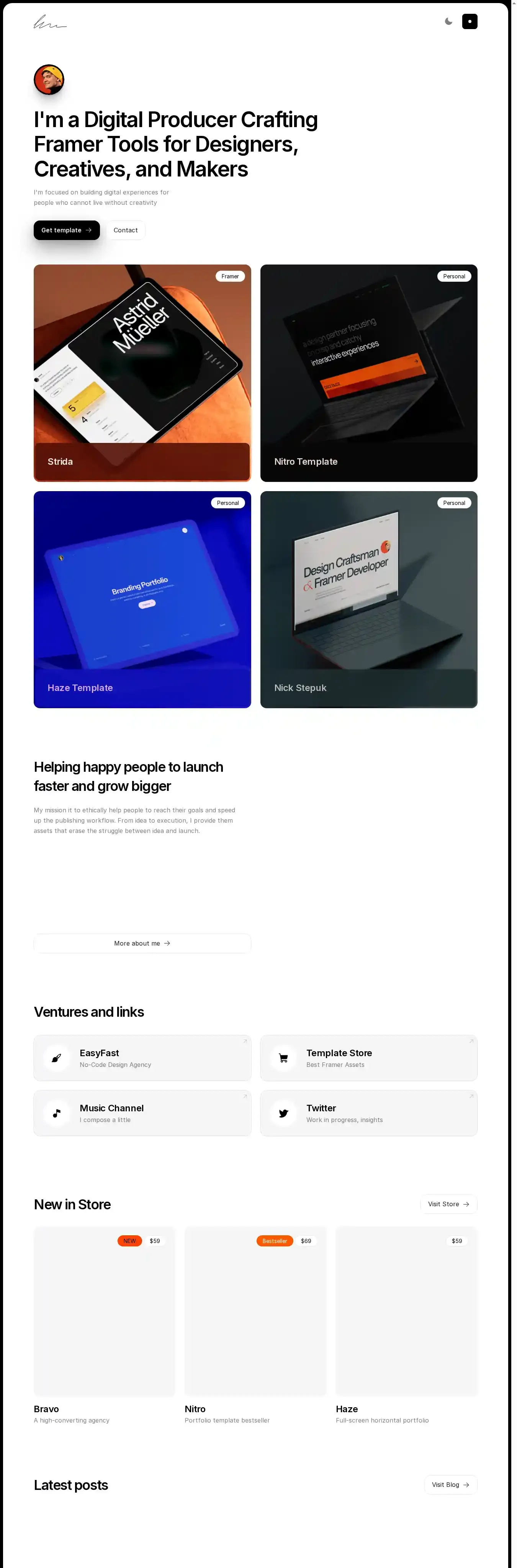 Taro home page on desktop