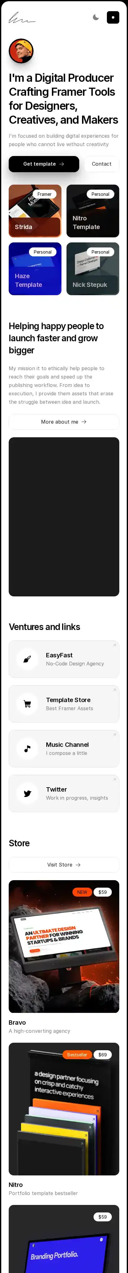 Taro home page on mobile