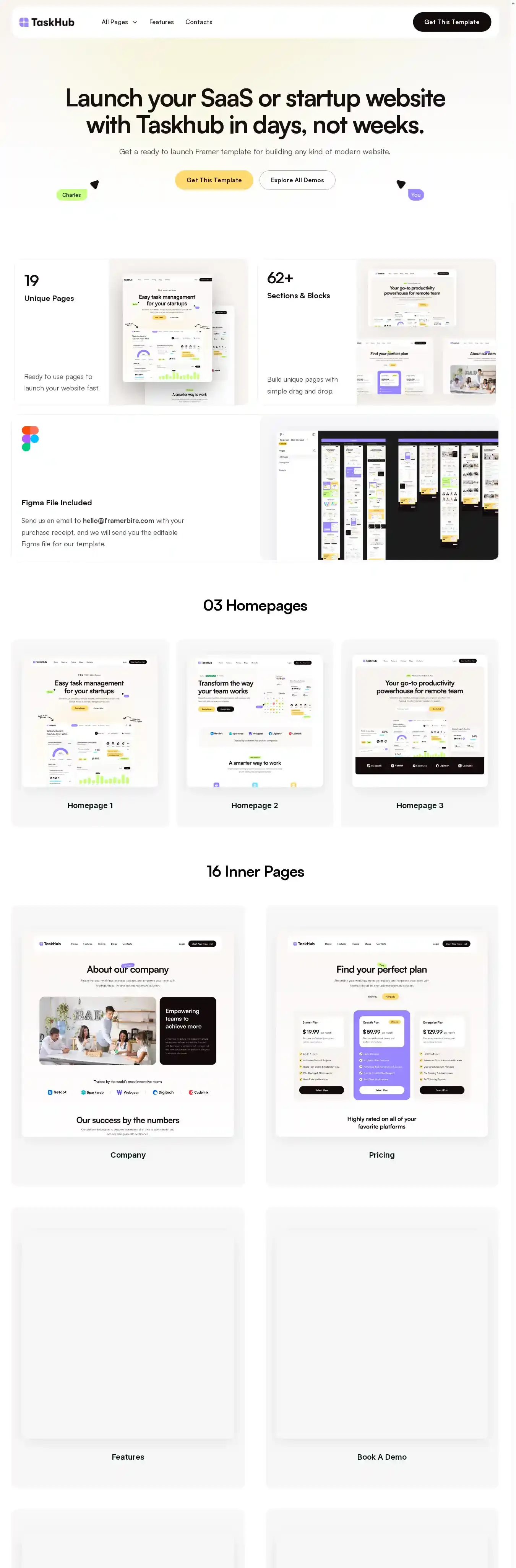 Taskhub home page on desktop