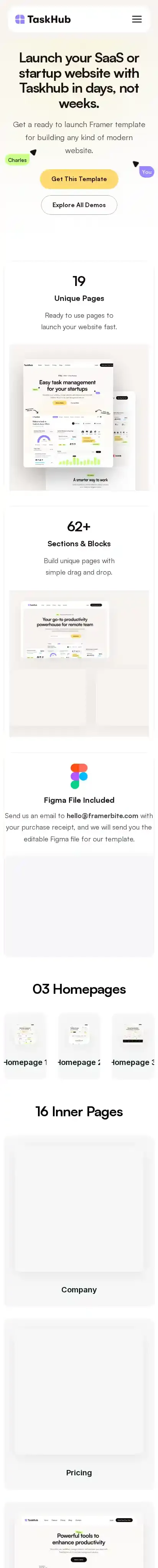 Taskhub home page on mobile