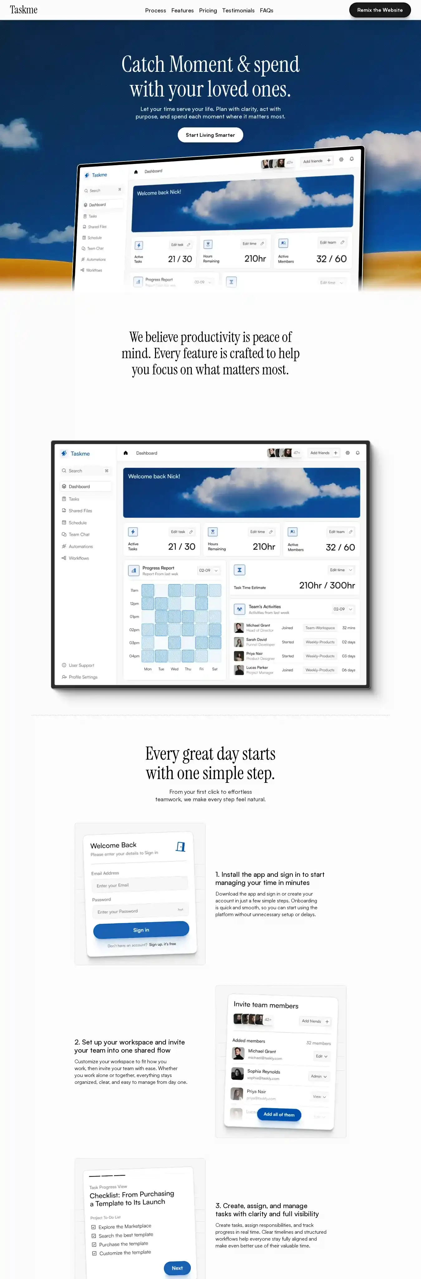 Taskme home page on desktop