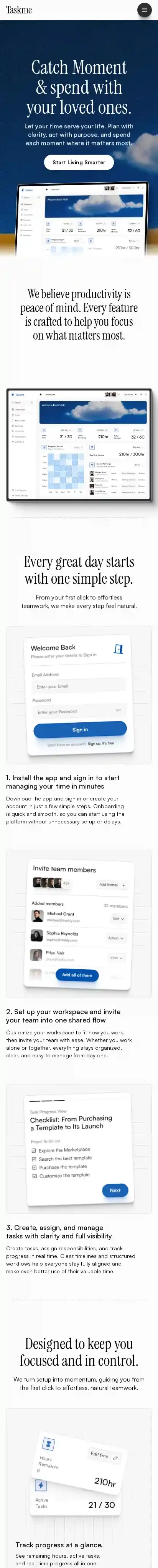 Taskme home page on mobile