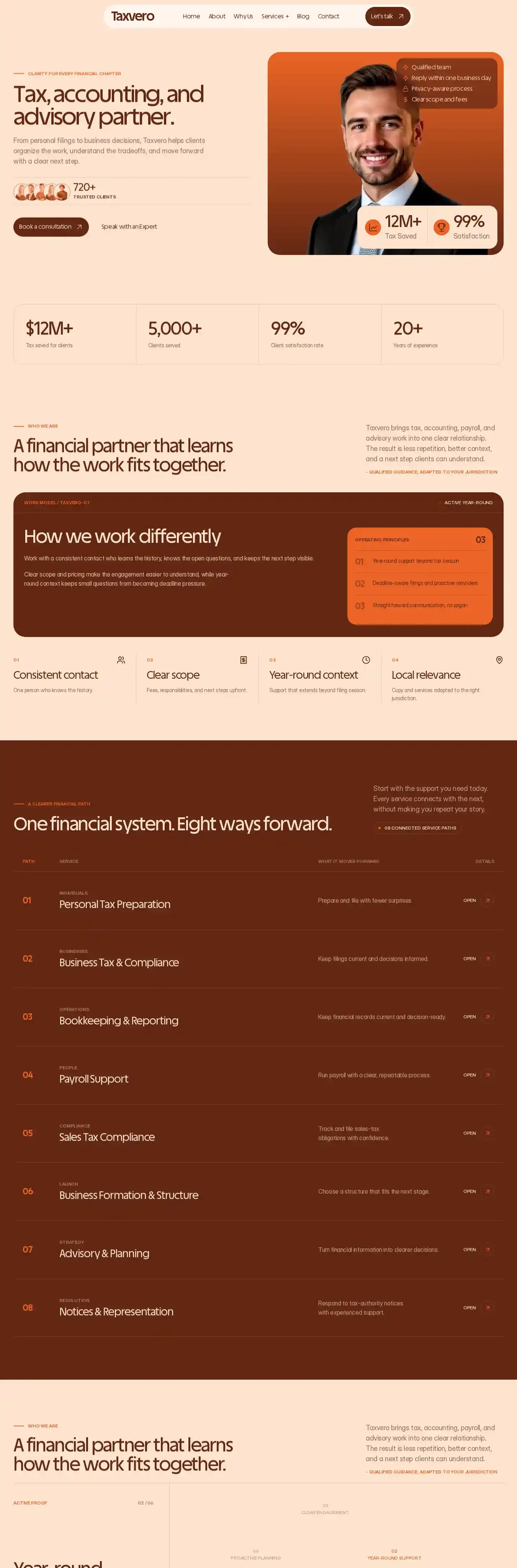 Taxvero home page on desktop