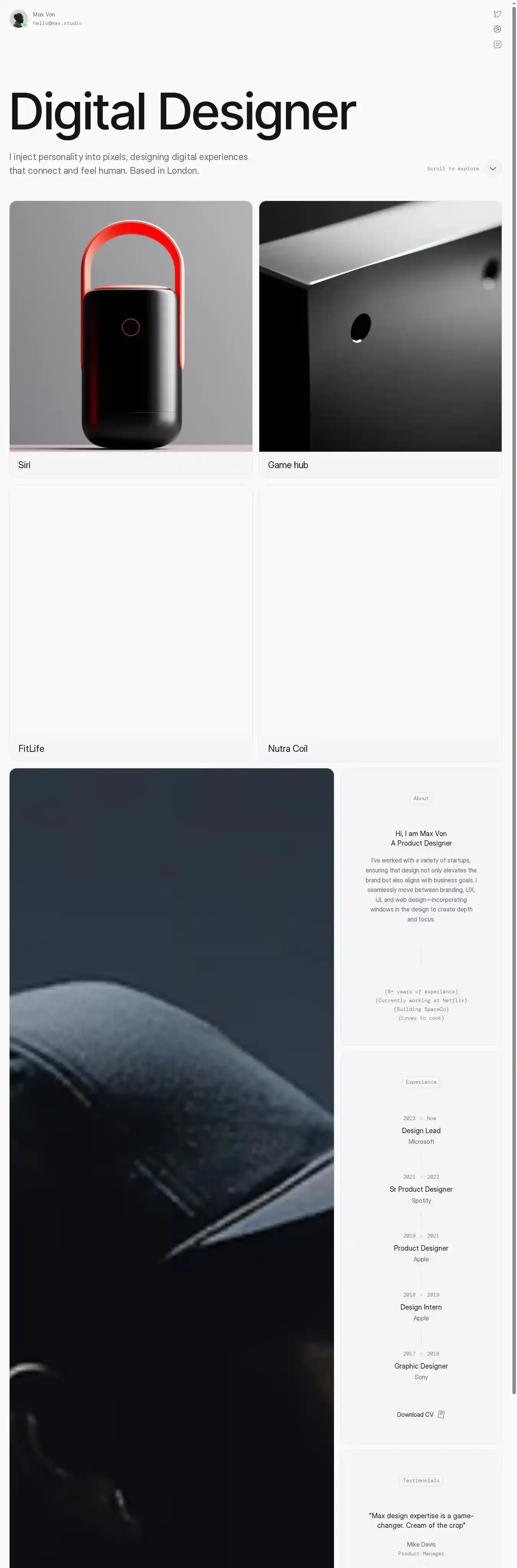TD_Maxfolio home page on desktop