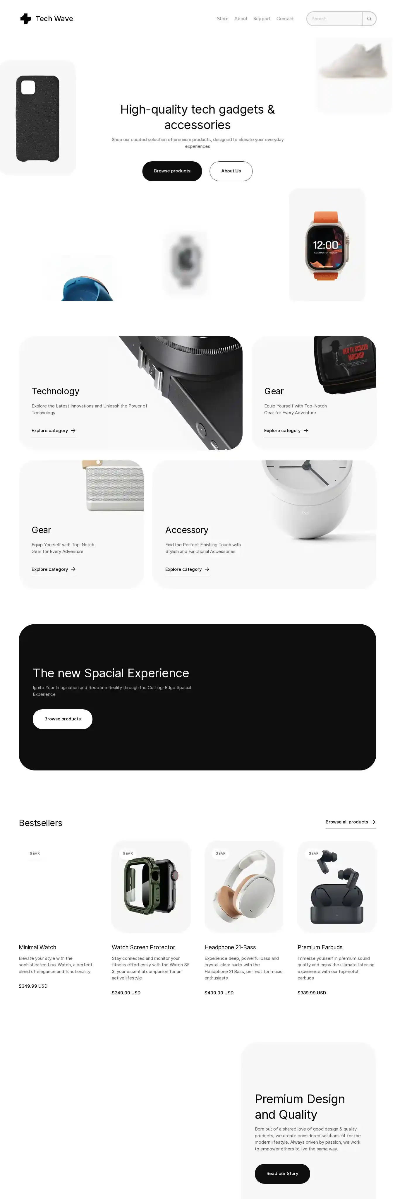 Tech Wave home page on desktop