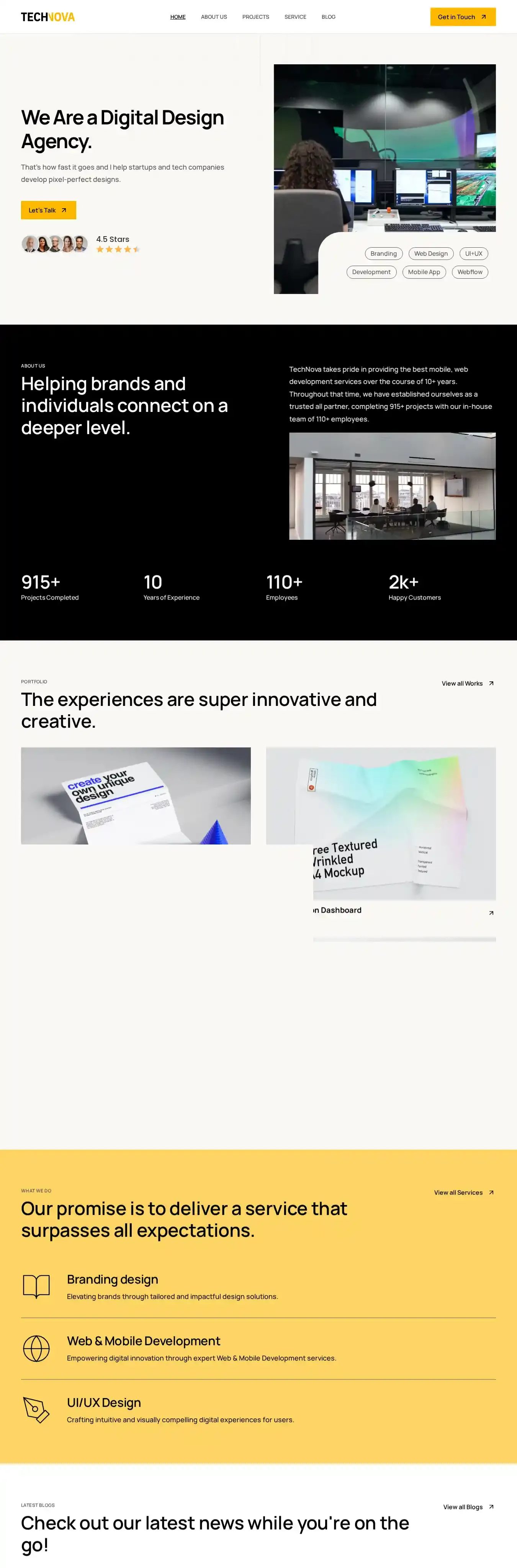 TechNova home page on desktop