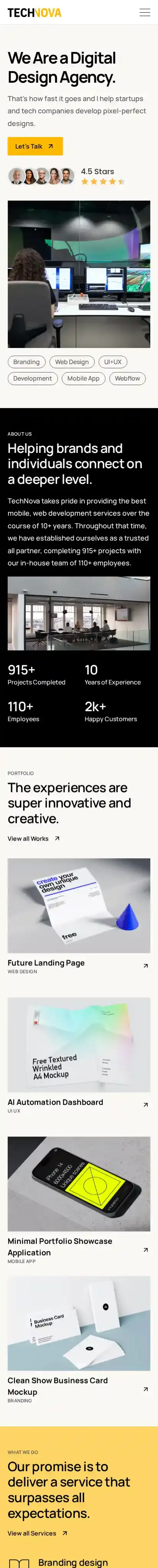 TechNova home page on mobile