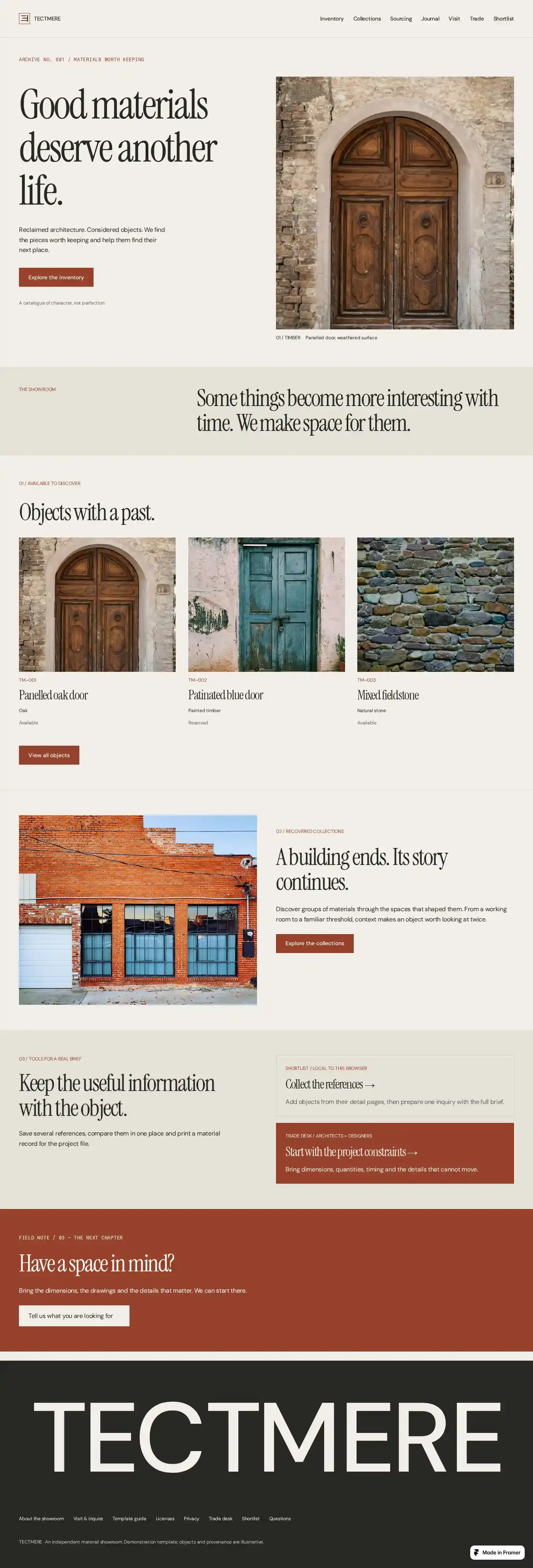 TECTMERE home page on desktop