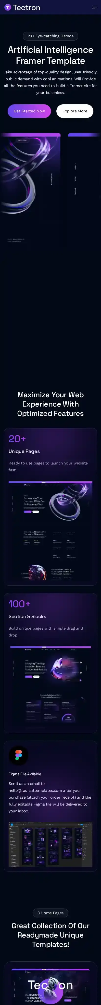 Tectron home page on mobile