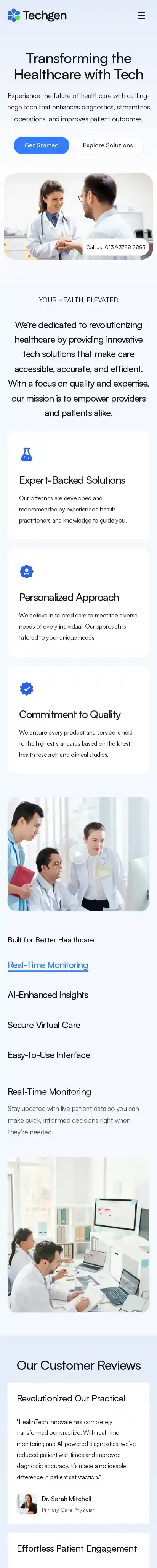 Teechgen home page on mobile