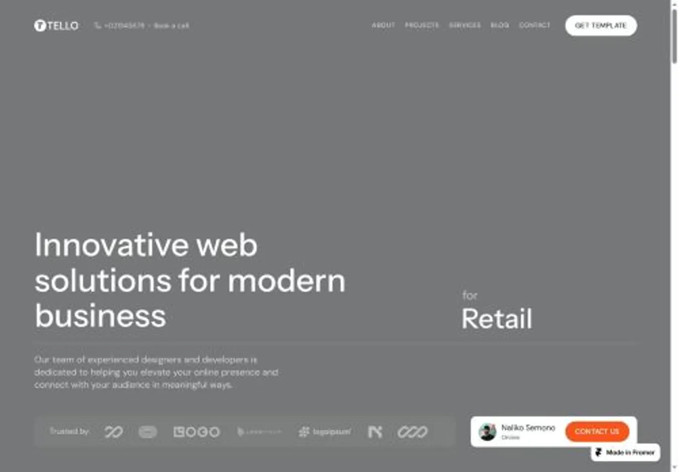 Tello home page on desktop