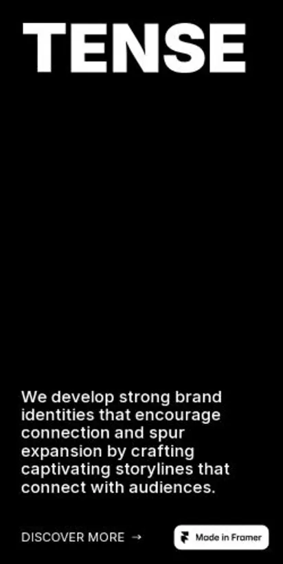 TENSE home page on mobile