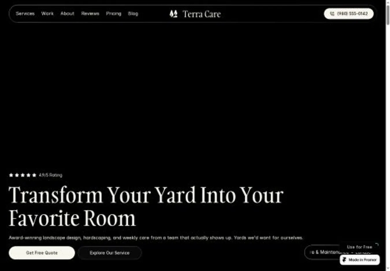 Terra Care home page on desktop