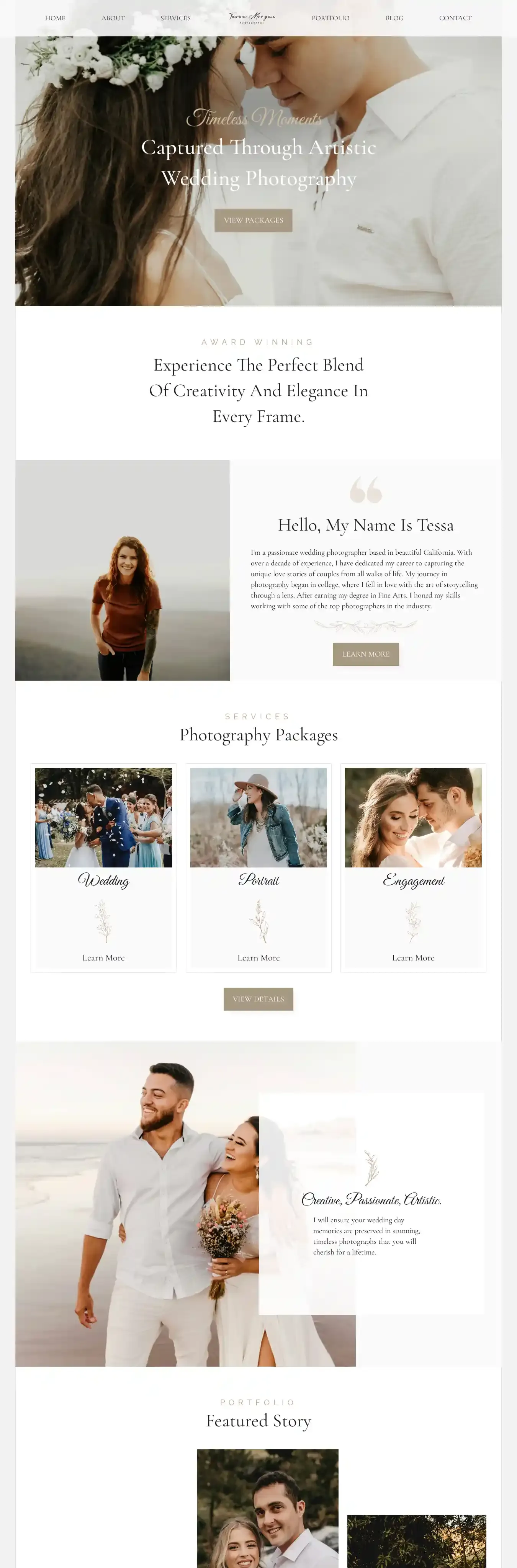 Tessa Morgan home page on desktop