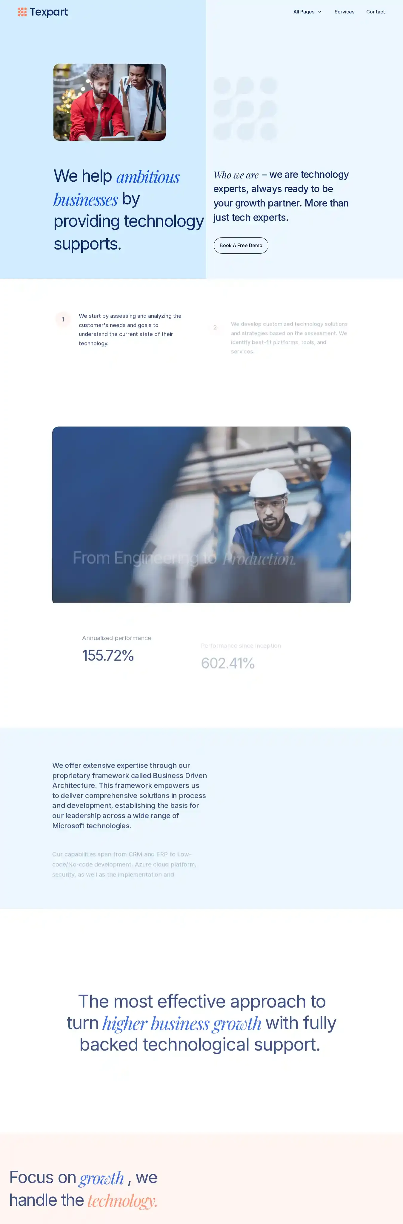 Texpart home page on desktop