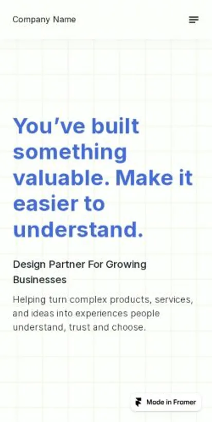 TH-Folio home page on mobile