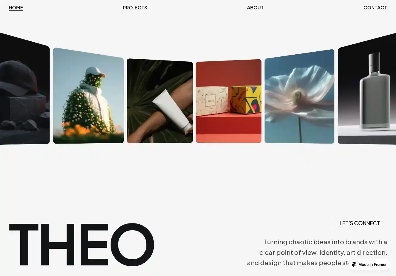 Théo home page on desktop